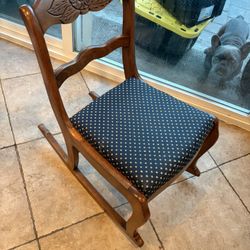 Vintage Rocking Chair. Real Wood. Reupholstered Seat.  Cool Vintage 