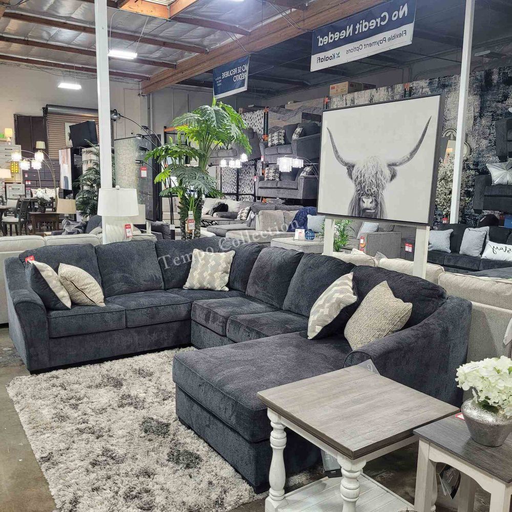 Large 3-Pcs Sectional with Chaise, Slate Color, SKU#1041303R3