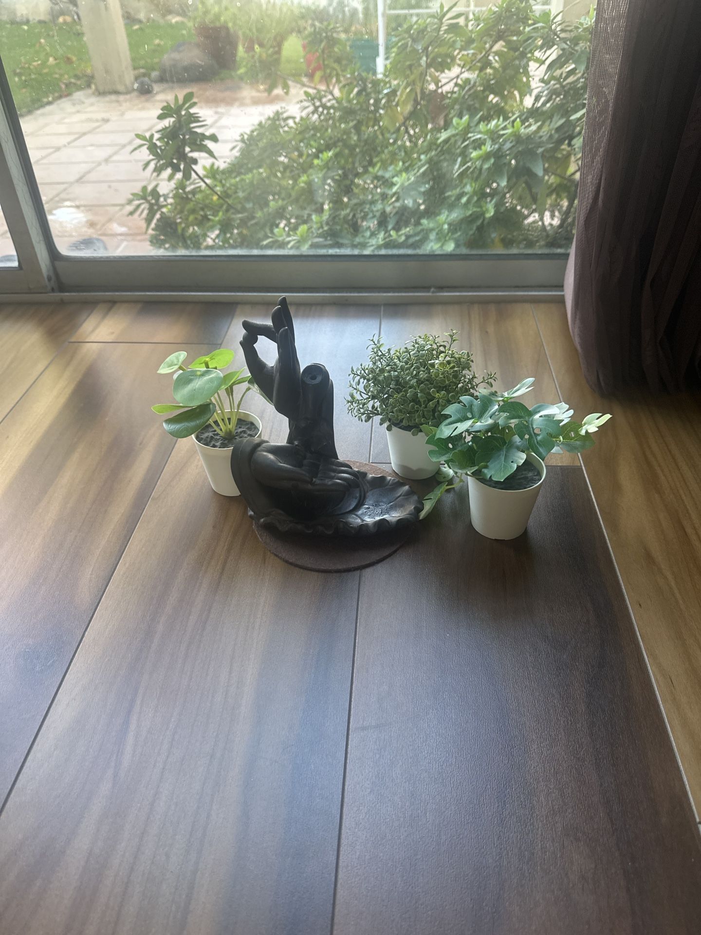 Artificial Plants + Modern Zen Statue – Home Decor Set