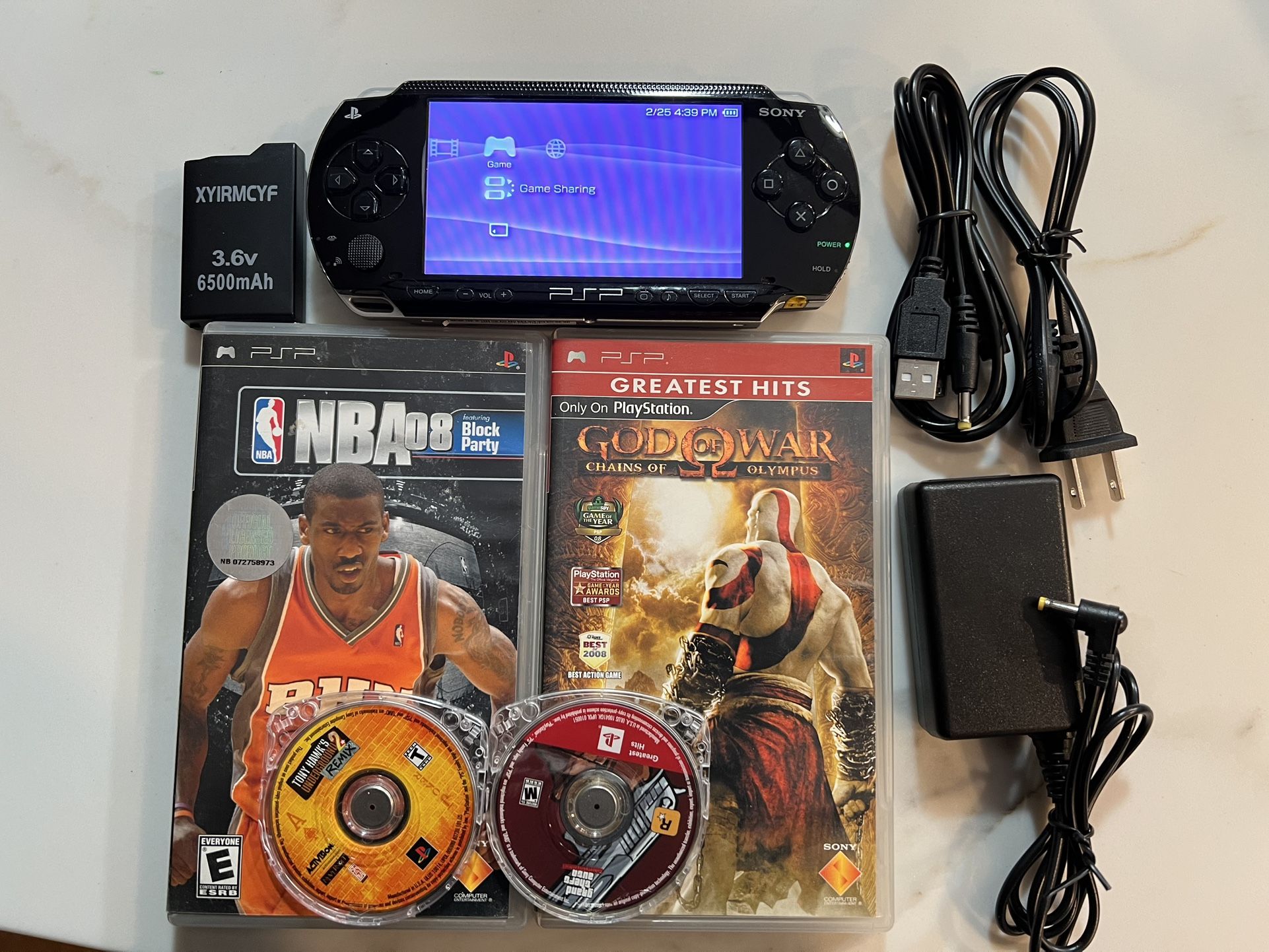 PSP 1000 - IPS Modded Screen w/4 Games And Extra Battery + Charger