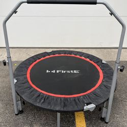 48" Foldable Fitness Trampoline with 4 Level Adjustable Heights Foam Handrail, Jump Trampoline. Max Load 440lbs