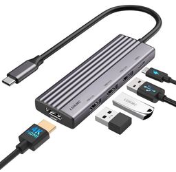 USB C Hub, 5-in-1 USB C Multi-Port Adapter for MacBook Pro,USB C to HDMI Hub dongle, with 4K HDMI,100W PD, 3*USB 3.0,USB C Adapter Compatible with iPh