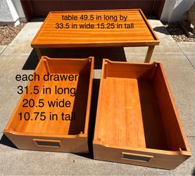 Table & Pottery Barn drawers with wheels