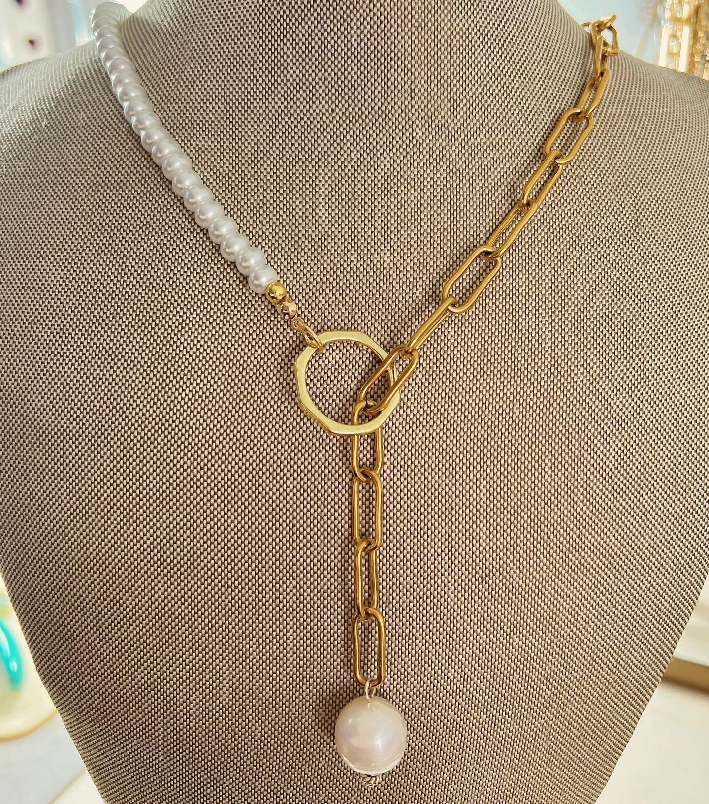 Gold Plated Chain Pearls Charm Necklace Charm Necklace Jewelry