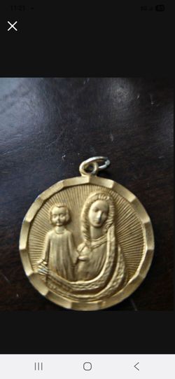 Gold-Tone Religious Medal Pendant