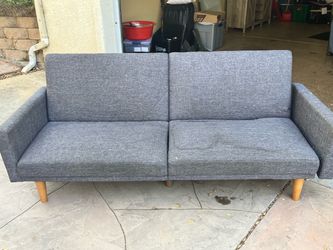 Modern Gray Mid-Century Convertible Futon Sofa Bed