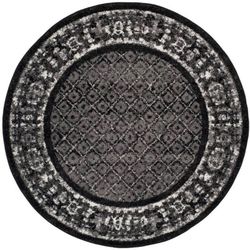 SAFAVIEH Adirondack Royston Geometric Area Rug Black/Silver 4 x 4 Round