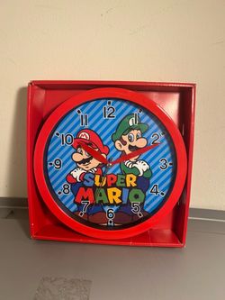 Nintendo Super Mario Luigi Wall Clock Red Blue Video Game Decor