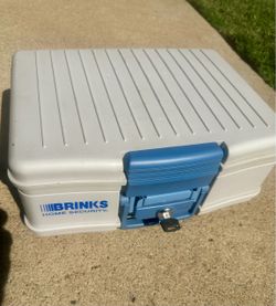 Brinks Home Security Lock Box Fire Safe Gray Blue with Handle - with key