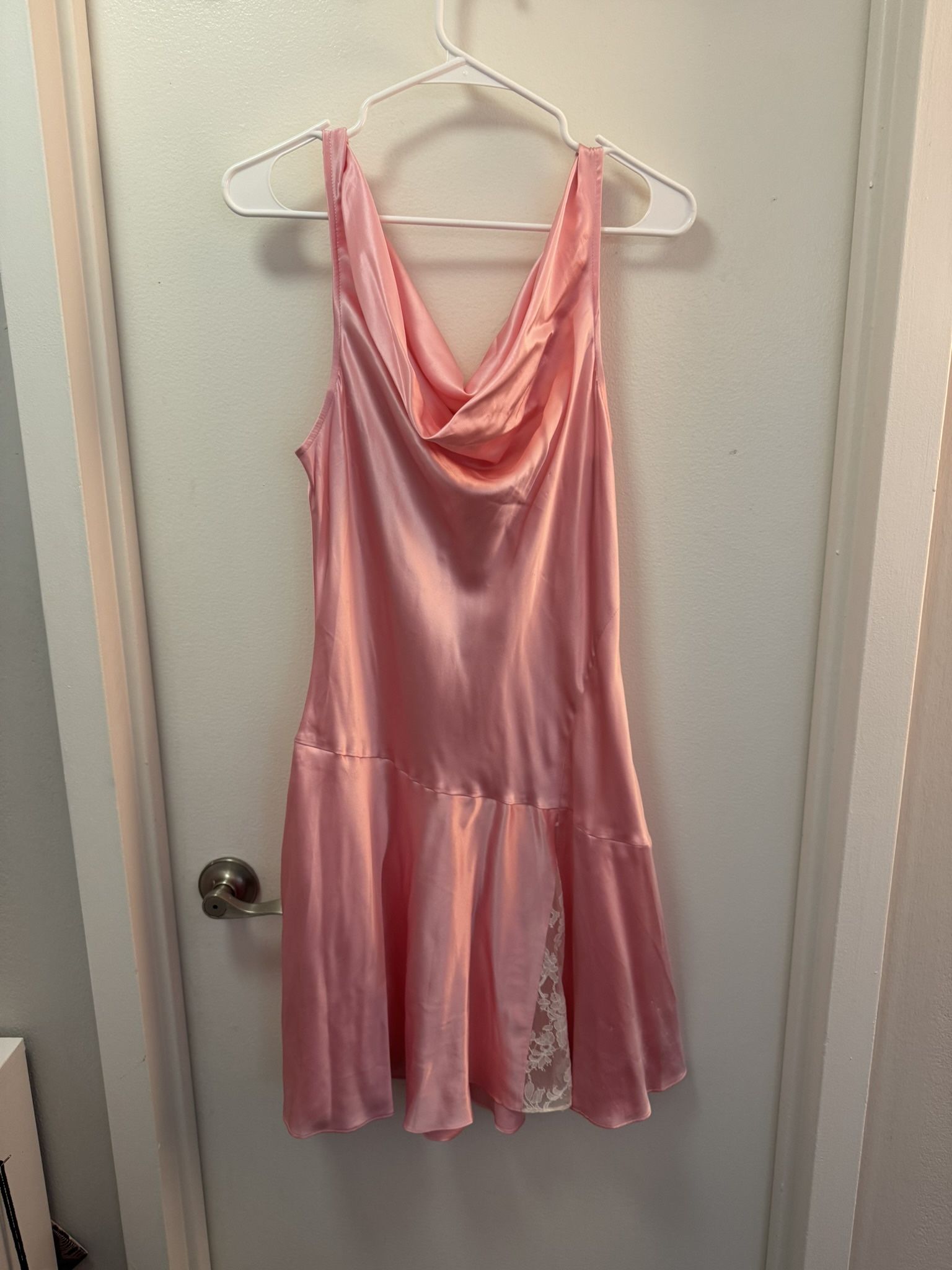 NWT LoveShackFancy Lionel Draped Lace-Trimmed Silk-Charmeuse Mini Dress