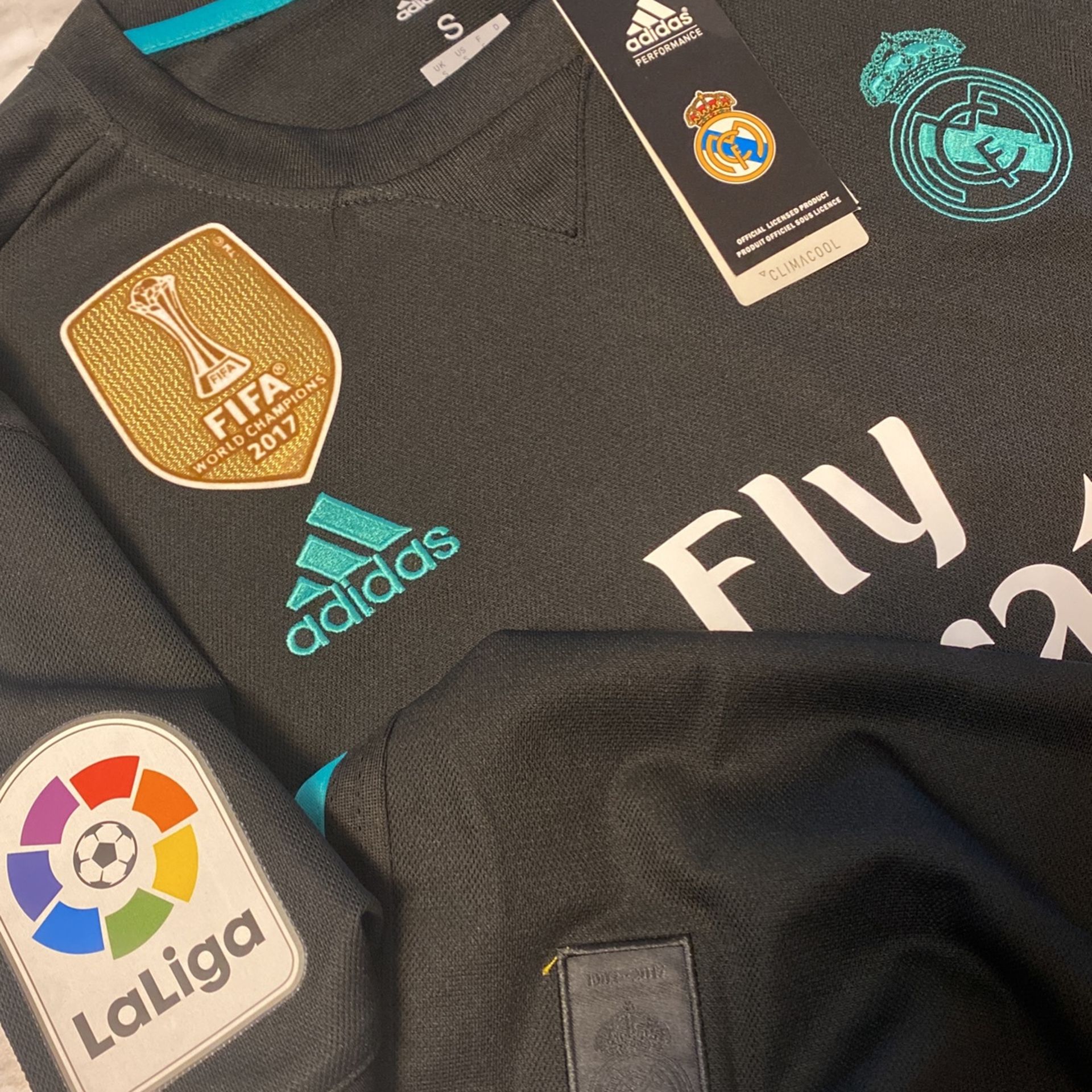 Real Madrid 17/18 away blue Ronaldo #7 men adidas soccer jersey Champions  league Gold fifa patch for Sale in Miami, FL - OfferUp