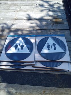 Forklift crossing signs and restroom signs