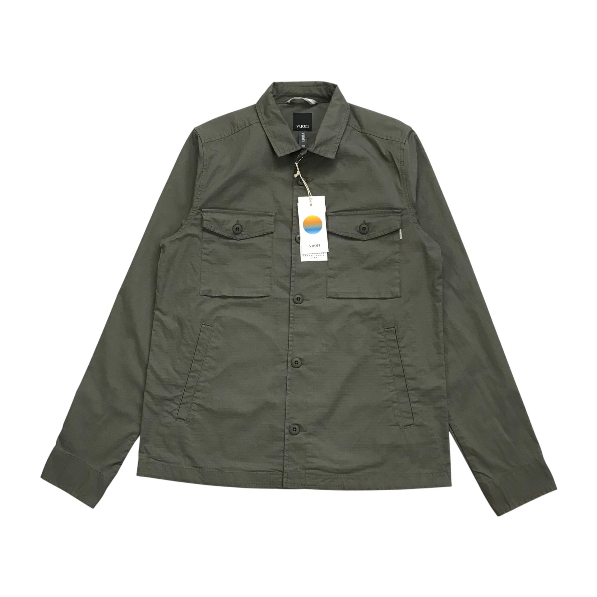 Vuori Ripstop Jacket Medium M Mens Green Canvas Button Up Shirt Shacket NEW! $89