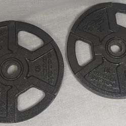 2 Sets Of 10 Pound Iron Cast Gold Gym Weight