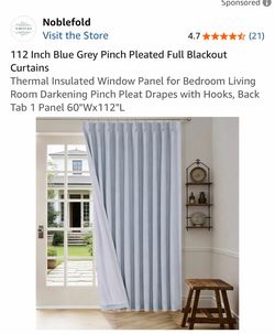 Noblefold Blue Grey Pinch Pleated Blackout Curtain Panel