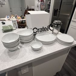 Crate And Barrel Kitchen Dish Set, Wine Set & Glass Set