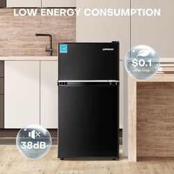 🔥 3.1 Cu.Ft Mini Fridge with Freezer, Double Door Small Fridge, Dorm Essentials, Adjustable Thermostat, Energy Saving, Mini Refrigerator for Office, 