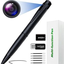 64GB Video Camera, 1080P Mini Portable Pen Video Recorder for Girl Undercover with Motion Detection Security Cameras for Home, Baby Monitoring (Black)