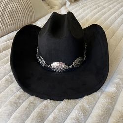 Beautiful Black and Silver Suede Cowboy Hat - New with Tags