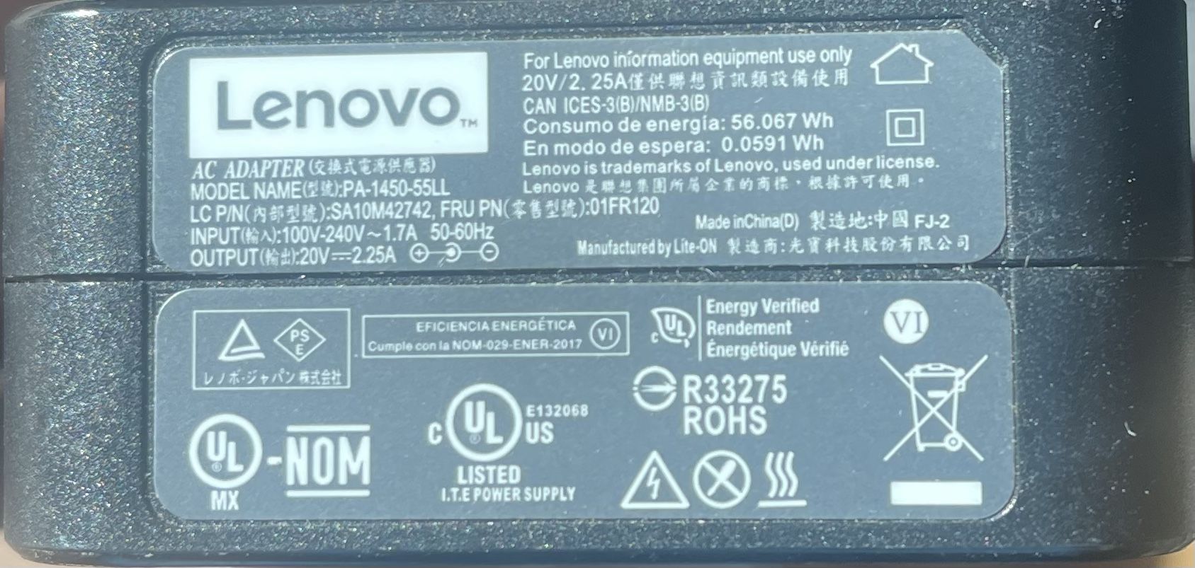 Lenovo 65w Laptop Charger - 20V 3.25A, OEM Power Adapter 