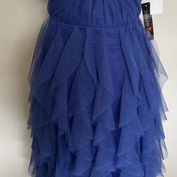 Strapless Royal Blue High Low Dress