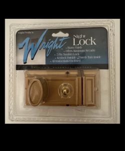Brass Door Lock w/ Keys Night Lock Wright – New Old Stock Sealed pak # V380BR