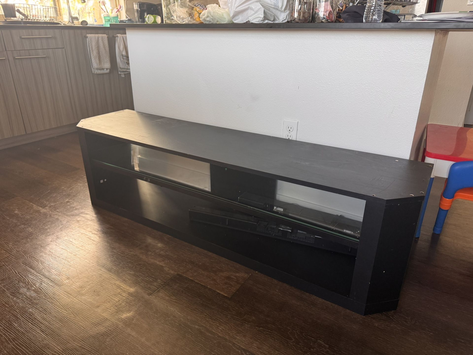 Modern Black Media Console TV Stand– Contemporary & Spacious (65.5” Wide)