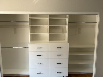 8 drawer closet & shelves.