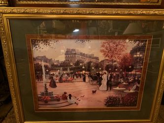 Huge Framed Wall Art Picture – Christa Kieffer "An Evening Out / Paris 1900" 45x36