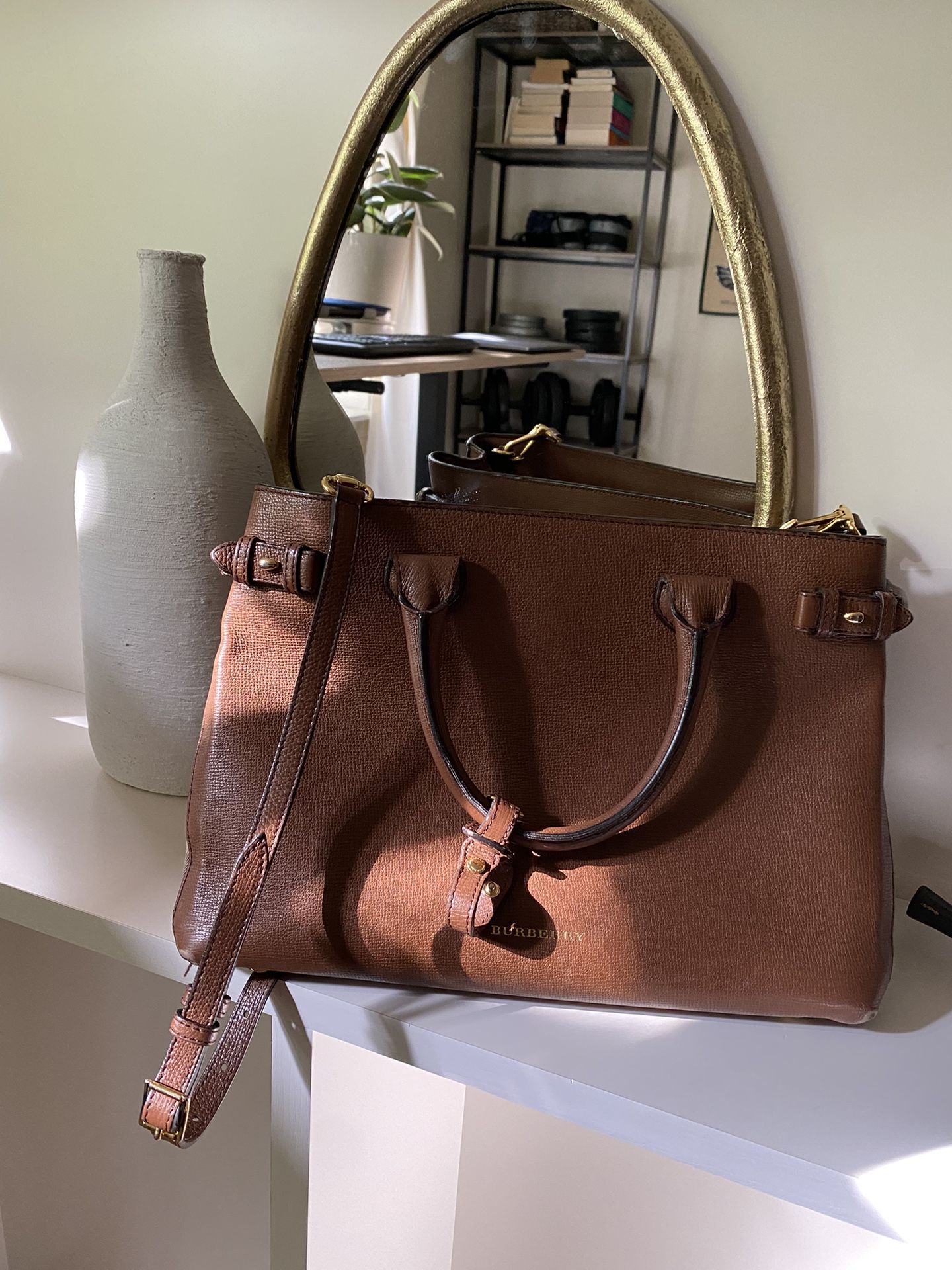 Burberry Check Leather Tote