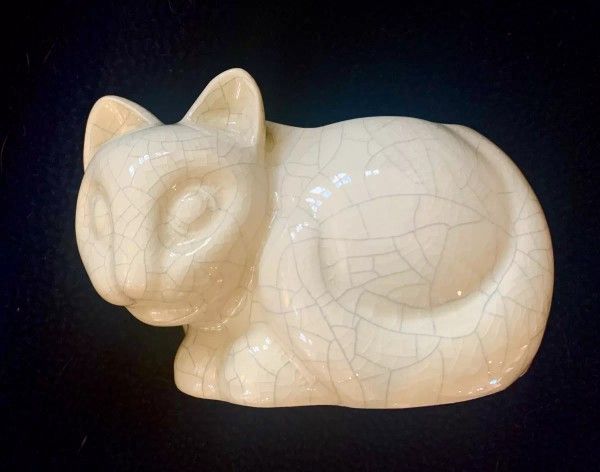 Tiffany & Co. Vtg Pottery Mini Crackle Glaze Cat: Potpourri, Diffuser or Vase