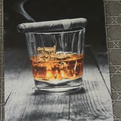 3-Panel Whiskey & Cigar Wall Art Set – Modern Bar Decor