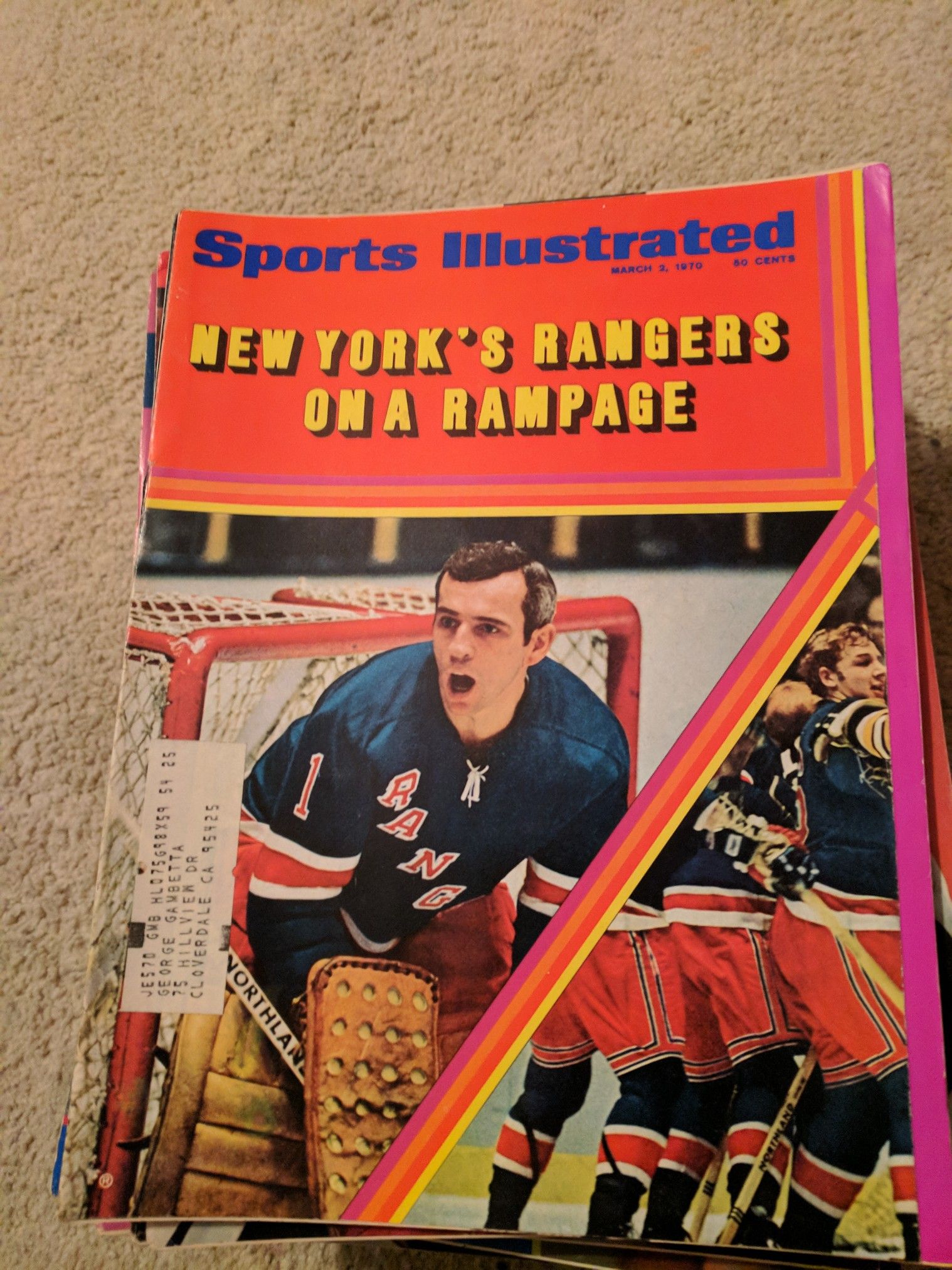 1970 sports illustrated New York Rangers