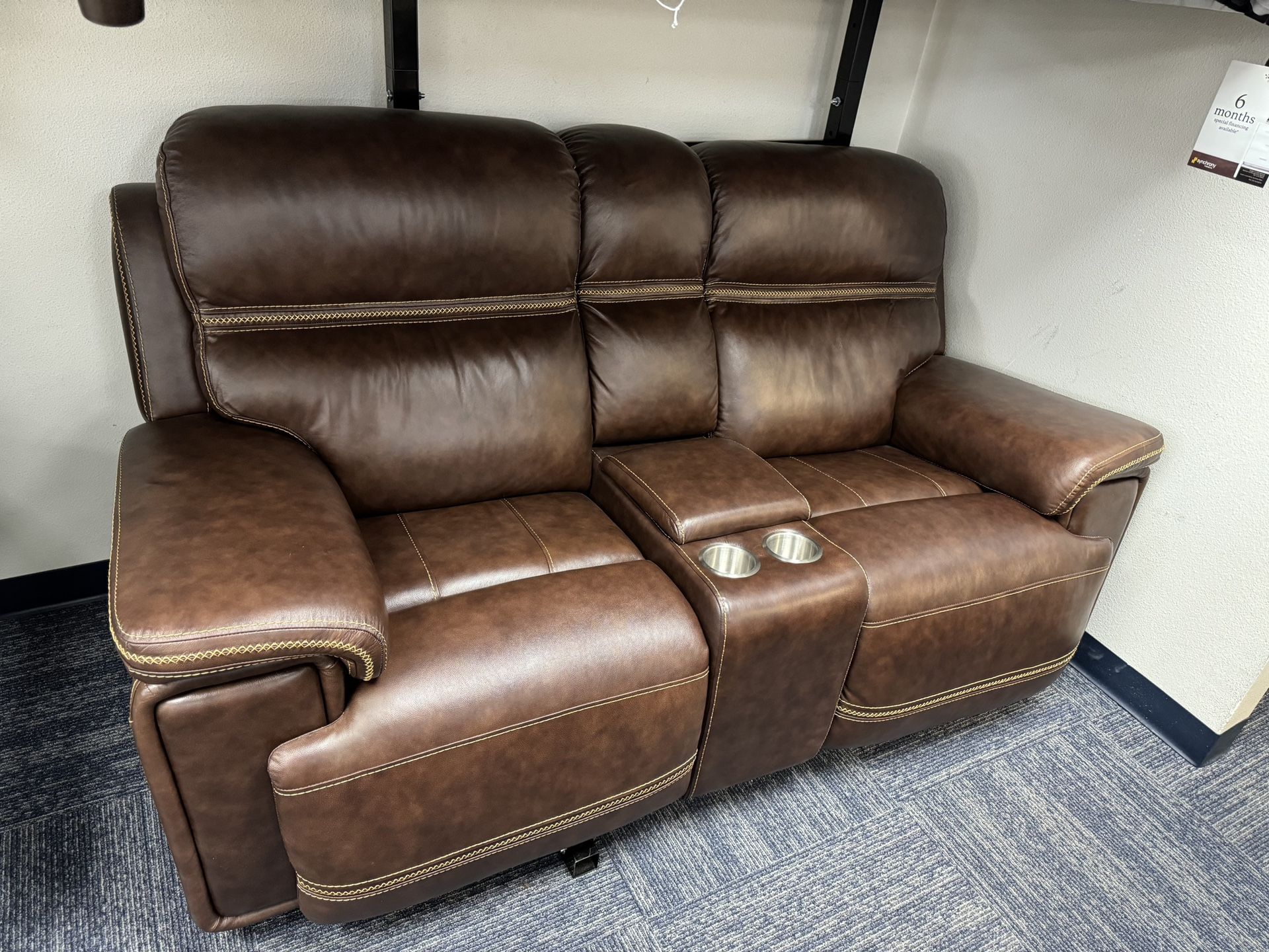 Premium Leather Powered Sofa Set With Cup holders