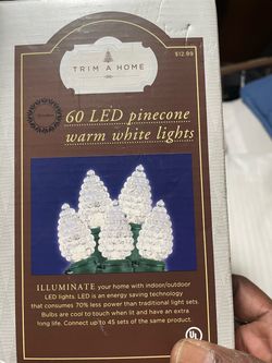 Trim A Home 60 LED Pinecone Warm White Lights