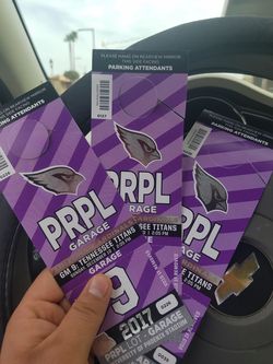 Arizona Cardinals vs Tennessee Titans purple garage parking pass