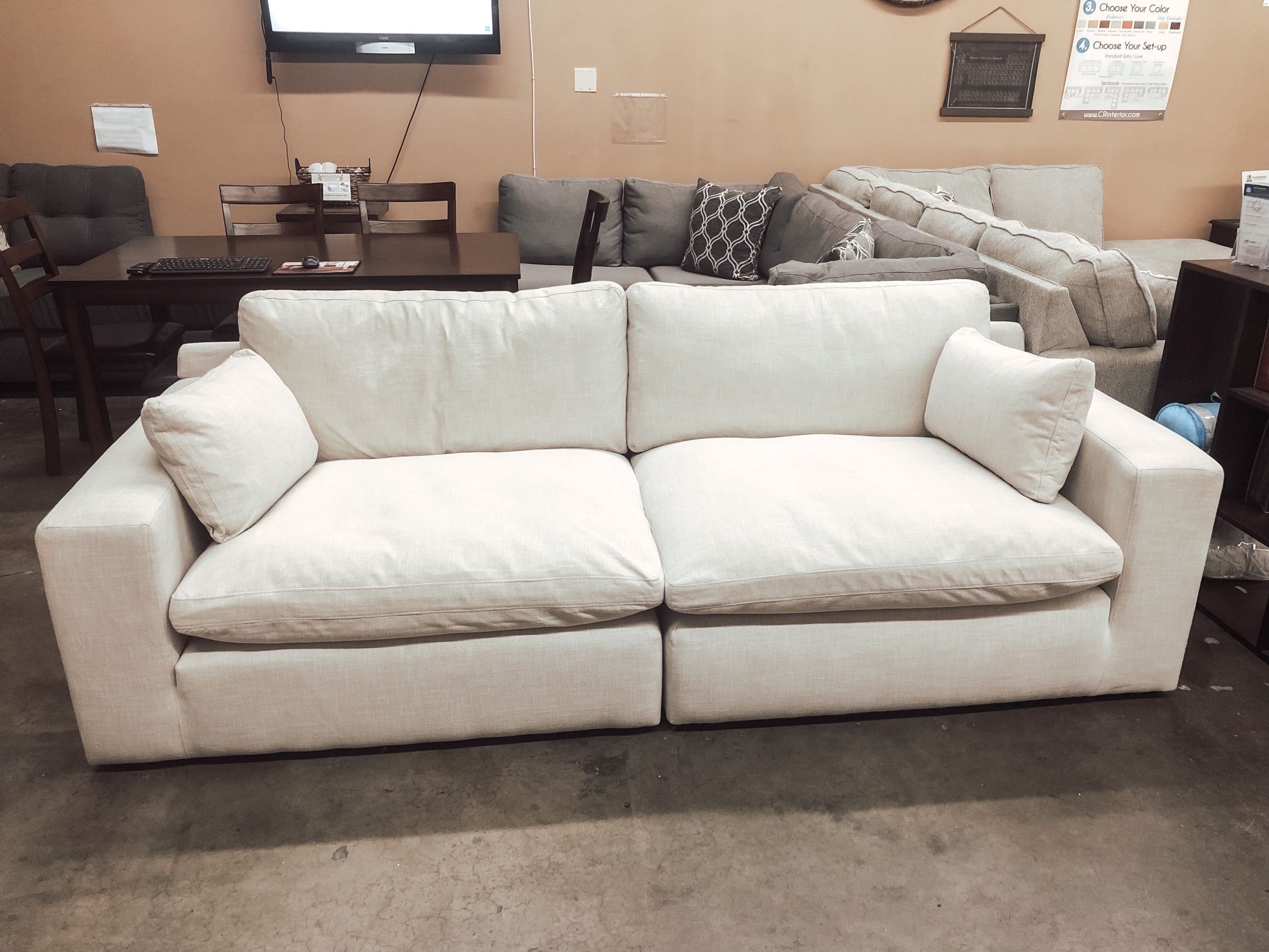 102” Super Plush Feather Cloud Sectional Sofa Couch