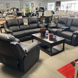 All Black Leather Sofa & Loveseat🖤🙀 $1499