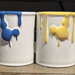✅Walt Disney Ink And Paint Ceramic Cup Set of 4 Mickey Mouse Ear Drips Jar/ Cup