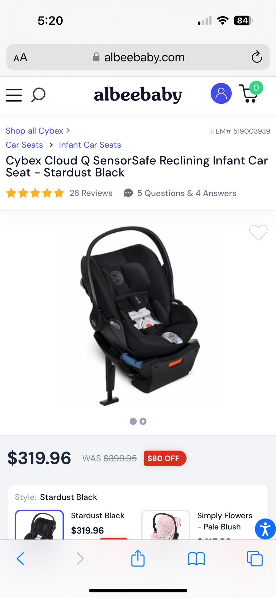 Cybex Cloud Q Heart Sensor Infant Car Seat 