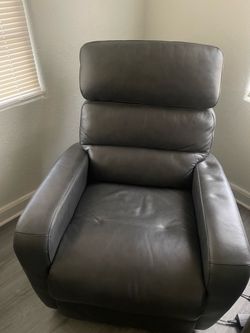 Gray Leather Power Recliner Chair