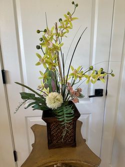 Artificial Orchid Floral Arrangement in Woven Planter