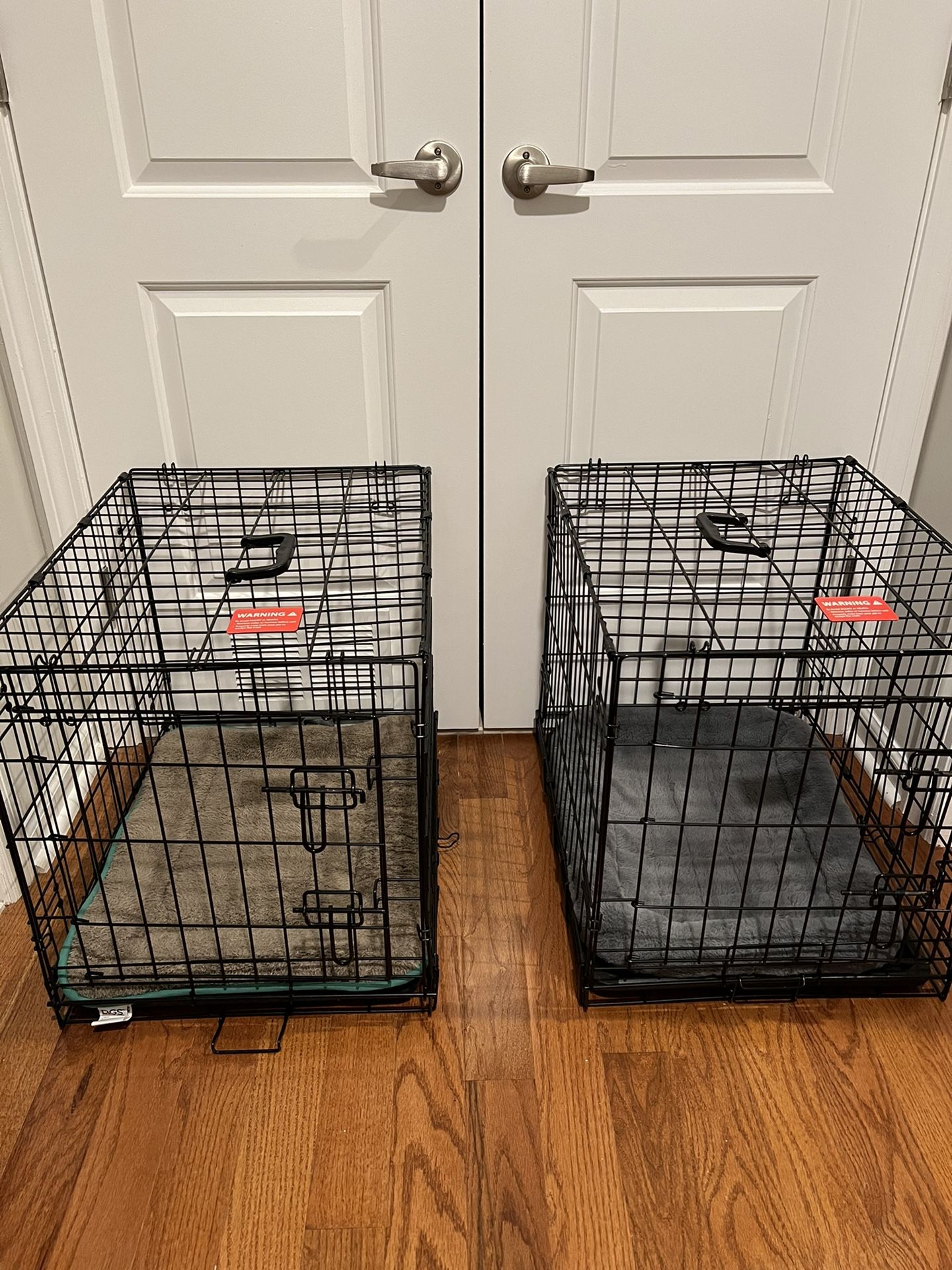 Two Medium Pet Crates With Crate Bed 