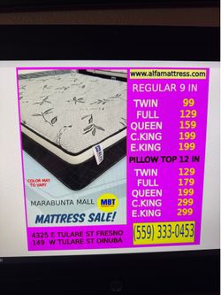 Mattress only. Twin,full,,cal king, eastern king.