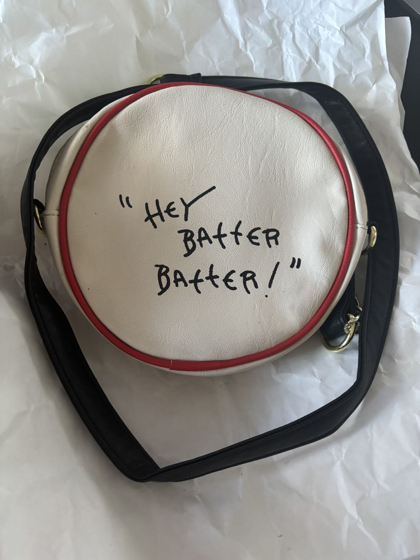 Betsey Johnson Hey Batter Batter Baseball Crossbody Bag handbag purse accessory