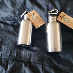 2 Stainless steel Water Bottles With Belt Clip New
