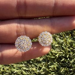 VVS1 Gold Plated Moissanite Cluster Earrings