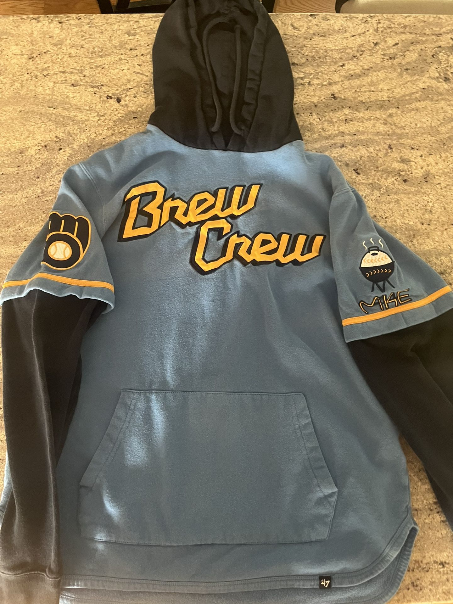 Milwaukee Brewers '47 City Connect Shortstop Cropped Pullover Hoodie - Powder Blue