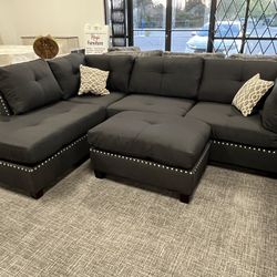 Black Sofa Sectional Set