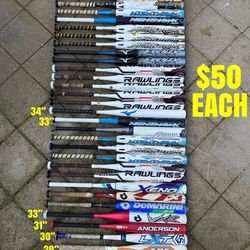 Softball Bats Sizes Are Labeled In The Picture Have More Equipment Available